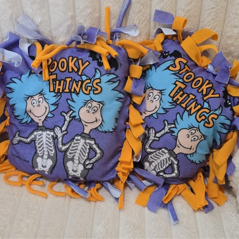 Dr. Seuss Thing 1 & Thing 2 Halloween Fleece Fringed Double-Sided Pillows